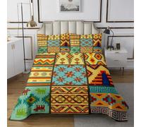 feelingyou Juego de ropa de cama de estilo azteca tribu 2 piezas Retro Geométrico Karopattenshirt Coverlet Quilt para niños adolescentes adultos Abstract Exótico Estilo étnico Ropa de cama Set S