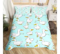 feelingyou Juego de ropa de cama de pato de dibujos animados tamaño S, hermoso ganso divertido boceto azul edredón juego de cubierta para niños niñas, linda granja ganado animal ropa de cama edredón