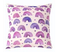 feelingyou Kawaii arco iris tiro cojín cubierta acuarela púrpura pintura a mano niños almohada cubierta para sala dormitorio amor tema forma corazón impresión decoración del hogar funda de cojín 45 x
