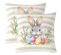 feelingyou Kawaii Conejo Lanzar Fundas de Cojín Juego de 2,40 x 40 cm Huevo de Pascua Planta Animal Funda de Cojín para Adolescentes Feliz Pascua Dibujos Animados Cubierta de Almohada