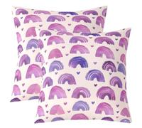 feelingyou Kawaii Fundas de almohada de impresión de doble cara, acuarela morada pintura a mano suave fundas de almohada cuadradas 60 x 60 cm, diseño de amor con forma de corazón estampado para