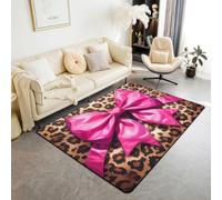 feelingyou Leopardo Bowknot Salón Alfombra 150 x 200 cm Salvaje Guepardo Piel Dormitorio Alfombra para Niños Niñas 3D Corbata Princesa Estilo Lujo Estética Alfombra de Piso Decoración del Hogar