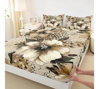 feelingyou Leopardo Flores Placa Empotrable Tamaño L Chic Acuarela Flores Hoja Edredón 2pcs Floral Salvaje Moda Ropa de Cama Juego de Ropa de Cama para Adultos