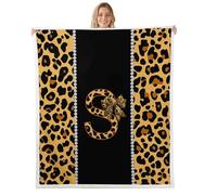 feelingyou Letra inicial S tirando manta, tamaño de lanzamiento leopardo estampado cama tiro para adolescentes nudo guepardo africano decoración del hogar para sofá