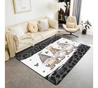 feelingyou Linda alfombra de salón GNOME 100 x 150 cm leopardo amor corazón dormitorio alfombra para niños adolescentes piel animal interior estera decoración del hogar