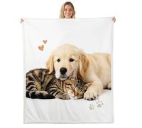 feelingyou Linda manta de forro polar para mascotas, tamaño X 3D encantador perro gato estampado animal manta para niños adolescentes Kawaii Paw decoración del amor decoración del hogar para