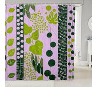 feelingyou Lindas hojas cortina de ducha tamaño S plantas verdes lunares impresión de lunares cortina de baño para niños clásico patrón de hojas de planta de patchwork accesorios de baño con gancho