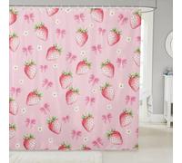 feelingyou Lindo Bowknot cortina de baño, cortina de ducha floral de frutas de fresa acuarela para soportes, mosca rosa princesa estilo princesa cortinas de tela impermeable con 12 ganchos, tamaño M