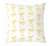 feelingyou Lindo Bowknot Funda de Cojín,60x60cm Princesa Estilo Princesa Lazo Amarillo Funda de Cojín Estampado de Lunares Blanco Funda de Almohada para Sofá