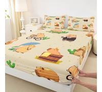 feelingyou Lindo capibara chapa empotrada tamaño S hermoso animales de América del Sur edredón, 1 funda de almohada Animal salvaje estilo rústico juego de ropa de cama para niños