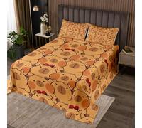 feelingyou Lindo Capibara Edredón 2 piezas América del Sur Animales Hermosa Coverlet Quilt para Niños Adolescentes Adultos Kawaii Animal Tema Ropa de Cama Set S Tamaño
