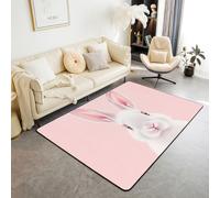 feelingyou Lindo conejo sala de estar alfombra 150 x 200 cm 3D simple animales hermosos dormitorio alfombra para niños niñas blanco Kawaii conejo alfombra de piso decoración del hogar