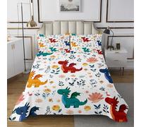 feelingyou Lindo Dragón Edredón Tamaño L Colorido Kawaii Dino Vida Salvaje Juego de Ropa de Cama para Adultos Adolescentes Pétalos Naturales Coverlet