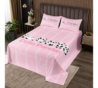 feelingyou Lindo edredón pandas tamaño L para mujeres adultas, dibujos animados negro blanco animales edredón conjunto con 2 fundas de almohada, árboles de bambú planta rosa estilo ropa de cama