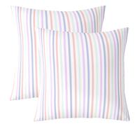 feelingyou Líneas coloridas fundas de almohada 55 x 55 cm juego de 2 rayas minimalismo para niños azul rosa verde púrpura rayas fundas de almohada para cama hogar