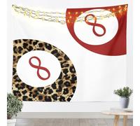 feelingyou Lucky 8 Ball Kids Tapiz de pared para niños, diseño de leopardo Funky Y2K, tapices de coquette, decoración de habitaciones, tapices de moda con guepardo, blanco, rojo y marrón, decoración