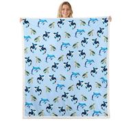 feelingyou Manta 3D de forro polar de león, tamaño X simple bonita luna cielo decoración cama tiro para niños lindo dibujos animados animal salvaje impresión decoración del hogar para la habitación