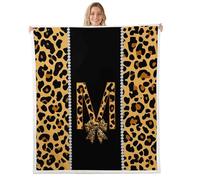 feelingyou Manta con estampado de leopardo, tamaño de lanzamiento inicial de letra M, cama para adolescentes, nudo de guepardo africano, decoración del hogar para sofá