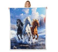 feelingyou Manta de caballo de 30 x 40 pulgadas, manta natural de invierno con paisaje de selva, manta mullida para niños, adolescentes y adultos, decoración de caballos salvajes, manta moderna de