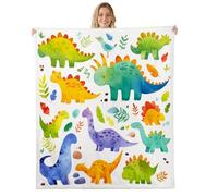 feelingyou Manta de dinosaurio Kawaii, tamaño Queen Lindo dinosaurio de animales salvajes, manta para adultos, azul, amarillo, verde, acuarela, decoración para el hogar para la cama