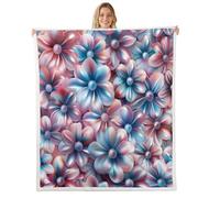 feelingyou Manta de flores 3D, tamaño Queen Acuarela Margarita Floral Naturaleza Cama Tiro para Adultos Perlas Gradiente Azul Rosa Decoración del Hogar para Cama