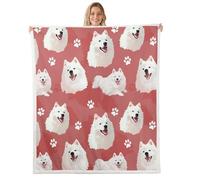 feelingyou Manta de forro polar con estampado de huellas de perro de dibujos animados para niños, adolescentes y adultos, acuarela rosa, graffiti kawaii, cachorro, manta de cama para dormitorio