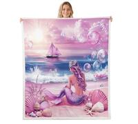 feelingyou Manta de forro polar de princesa sirena, manta de felpa de cuento de hadas con burbujas rosas de fantasía para niños y adolescentes, bonita decoración de habitación, manta de franela de