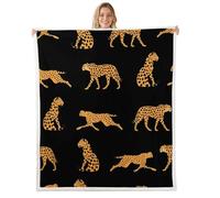 feelingyou Manta de guepardo africano, tamaño B elegante estampado de leopardo lindo animal cama para niños animales salvajes impresión negro decoración del hogar para silla