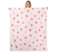 feelingyou Manta de impresión de corazón de amor, tamaño Queen Geométrico Lindo Polka Dot Patrón Manta para Adultos Simple Decoración Moderna Rosa Decoración para el Hogar para Cama