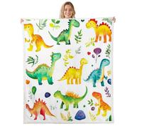 feelingyou Manta de lana de dinosaurio de acuarela, tamaño X, manta de dinosaurio verde anaranjado, para niños, adolescentes, animales salvajes, decoración del hogar para habitaciones