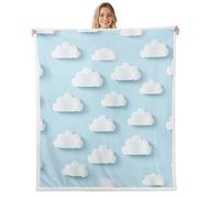 feelingyou Manta de nubes 3D tamaño individual de 60 x 80 pulgadas, manta de cama abstracta de nubes blancas y azules para niños, adolescentes y adultos, manta de forro polar para cama, sofá y oficina