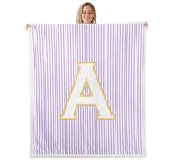 feelingyou Manta de rayas blancas moradas, tamaño de lanzamiento inicial letra A cama para adolescentes monograma alfabeto minimalista decoración del hogar para sofá