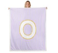 feelingyou Manta de rayas blancas moradas, tamaño de lanzamiento inicial O cama tiro para adolescentes alfabeto monograma minimalista decoración del hogar para sofá