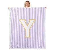 feelingyou Manta de rayas blancas púrpuras, tamaño de lanzamiento inicial letra Y cama tirando para adolescentes alfabeto monogramado minimalista decoración del hogar para sofá