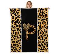 feelingyou Manta de tiro con estampado de leopardo, tamaño de lanzamiento letra inicial P cama tirando para adolescentes guepardo africano nudo, decoración del hogar para sofá