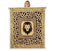 feelingyou Manta de tiro de leopardo de león salvaje, tamaño B, estampado de piel de guepardo, rayas geométricas, cama para niños, animales salvajes con amarillo decoración del hogar para silla