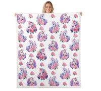 feelingyou Manta de unicornio, tamaño queen arco iris unicornios flores cama tiro para adultos estética soñadora decoración del hogar para cama