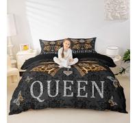 feelingyou Marrón Bowknot Niños Edredón Tamaño L Leopardo Impresión Arco Mariposa Suave Poliéster Manta Cubierta Brillante Diamante Encaje Damasco Patrón Ropa de Cama Set (2 Contenedores de Almohada)