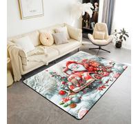 feelingyou Merry Christmas Alfombra de Salón 150 x 200 cm Vintage Country Red Truck Colores Acuarela Invierno Dormitorio Alfombra para Niños Niñas Rústica Árboles de Navidad Alfombra de Piso
