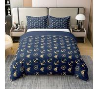 feelingyou Náutico Ancla 100% Natural Algodón Edredón Tamaño S Veleros Brújula Ropa de Cama Set para Niños Adolescentes Marina Aventura Manta Cubierta, 2 Piezas