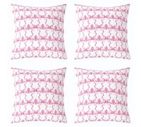 feelingyou Pink Bowknot Funda de cojín de 50 x 50 cm Funda de cojín de encaje Damasco para adultos Girly Watercolor Fundas de cojín para salón