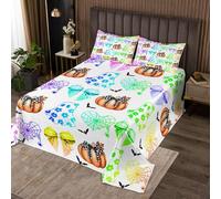 feelingyou Rainbow Halloween Quilt Juego de ropa de cama M, bonito edredón Spooky Ghost Coverlet edredón, murciélagos araña con bombas de araña, peso ligero, estilo acuarela, juego de edredón (1