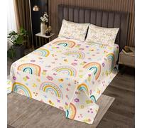 feelingyou Rainbow Quilt Juego de ropa de cama L, funda nórdica bohemia de acuarela, flores dulces, peso ligero para toda la temporada, juego de edredón de plantas botánicas (1 edredón + 2 fundas de