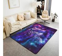 feelingyou Salón Lobo Salón Alfombra 150 x 200 cm Soñadora Aurora Cielo Estrellado Vida Salvaje Alfombra para Niños Niñas Magica Misteriosa Galaxia de Moda Alfombra de Piso Decoración del Hogar