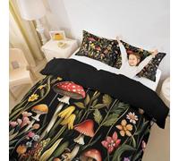 feelingyou Setas niños edredón tamaño L hojas de girasol botánico hermosas flores de acuarela suave poliéster manta cubierta de hojas de plantas silvestres juego de ropa de cama (2 fundas de almohada)