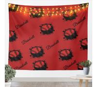 feelingyou Tapices de béisbol decoración del hogar niños juegos deportivos bola silueta colgador de pared para oficina de puerta, graffiti negro estampado rojo suave tapiz de poliéster suave regalo