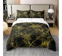 feelingyou Tema de Halloween 100% puro algodón edredón cubierta tamaño M tamaño M amarillo araña web impresión manta reversible cubierta con 1 funda de almohada, funda nórdica gótica abstracta negra