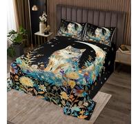 feelingyou Wilder Wolf Coverlet Set M Size African Animal Western Wildlife Colcha para Niñas Adolescentes Acuarela Floral Moon Galaxy Soft Poliéster Acolchado con 2 Fundas de Almohada
