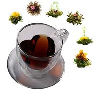 Feelino 1350FG - Juego de regalo para el Día de la Madre, 350 ml, doble pared + 6 rosas de té verde