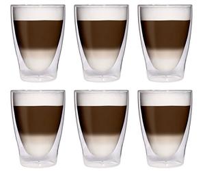 Feelino - Juego de 6 vasos térmicos de doble pared para latte macchiato (6 unidades, 280 ml, 6 x 280 ml, efecto flotante)